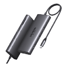 [15534B] Docking Station USB-C Hub 10 en 1 UGREEN Revodok Pro 210 / Dual HDMI 4K 60Hz y 8K 30Hz / 3 Puertos USB-A + USB-C 3.0 / Carga PD 100W / Ethernet Gigabit 1000M / Lector Tarjetas SD y TF / Compatible Windows y macOS | 15534B