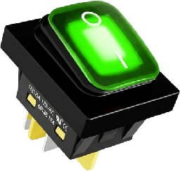 [APB-03121-G] Interruptor tipo Switch con Led Color Verde / IP65 / Diseño Industrial / NO, COM, NC / Terminales tipo F1 | APB-03121-G