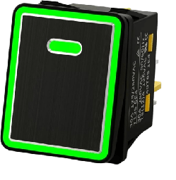 [APB-08221-G] Interruptor tipo Switch con Led Color Verde / IP65 / Diseño Industrial con panel de Aluminio / NO, COM, NC / Terminales tipo F1 | APB-08221-G