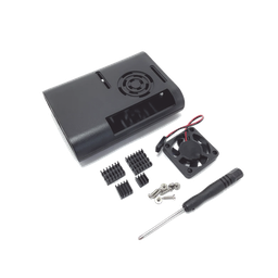 [IC-00073] Kit Gabinete para Raspberry Pi 4 Model B / Plástico ABS / Color Negro / Ventilador / Disipadores / Incluye Desarmador | IC-00073