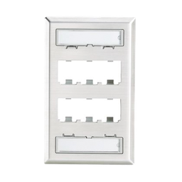 [CFPL6SY] Placa de Pared Vertical, de Acero Inoxidable, Salida Para 6 Puertos Mini-Com, Con Espacios Para Etiquetas | CFPL6SY