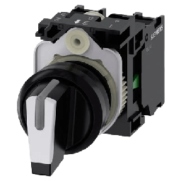 [3SU11002BL601NA0] Selector de plástico iluminable 3SU11002BL601NA0, 3 posiciones, color Negro/Blanco, 2 Contactos Abiertos | 3SU11002BL601NA0