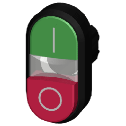 [3SU10003BB420AK0] Botón doble tipo domino de plástico 3SU10003BB420AK0, son holder ni bloque de contactos, color Verde/Rojo | 3SU10003BB420AK0