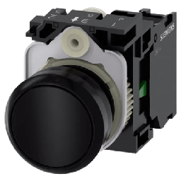 [3SU11000AB101BA0] Botón 3SU11000AB101BA0 Sirius 22mm, Color negro, Incluye soporte y contacto Normalmente Abierto. | 3SU11000AB101BA0