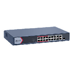 [DS-3E1318P-EI/M] Switch PoE+ / Monitoreable / 16 Puertos 10/100 Mbps PoE+ / 2 Puertos 1000 Mbps Uplink / 1 Puerto SFP Uplink / Modo Extendido hasta 300 Metros / 130 W | DS-3E1318P-EI/M