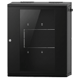 [SR-19-16-GAPV5] Gabinete Rack / 16 Unidades Rack (UR) / Puerta Cristal Templado / Montaje Pared / Acero Calibres 18-22 / Abatible 120° / Ventilación 120 mm | SR-19-16-GAPV5
