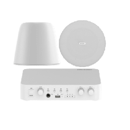 [DSQAEKIT0530/ST] Kit de amplificador compatible con Spotify | Bluetooth | 2 Altavoces Colgantes | sistema 100v | 2 canales con control de volumen independiente | música ambiental | DSQAEKIT0530/ST