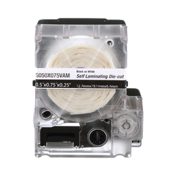 [S050X075VAM] Casete de 425 Etiquetas Autolaminadas de 12.7 x 19.1 mm (0.5 x 0.75 pulgadas), para Cables de 2 a 4 mm (0.08 a 0.16 pulgadas) de Diámetro, Área de Impresión Color Blanco | S050X075VAM