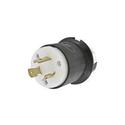 [HUB-HBL-2321] Clavija Industrial con Bloqueo de Media Vuelta / 20 A 250 V CA / 2 Polos 3 Hilos / Color Blanco y Negro / Nema L6-20P. | HUB-HBL-2321