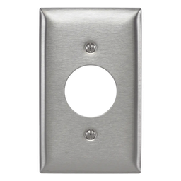 [HUB-SS7] Placa para Receptáculo Sencillo de 15 y 20 A de Entrada Recta y  para Receptáculo de 15 A de Media Vuelta/ 1.4" (35.56 mm) / Acero Inoxidable. | HUB-SS7