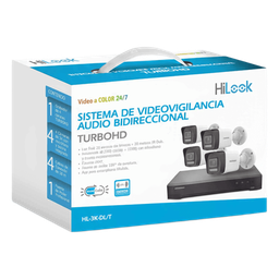 [HL-3K-DL/T] [Dual Light] Kit TurboHD 3K (5 Megapixel Lite) / DVR 4 Canales / 4 Cámaras bala Dual Light / Audio bidireccional / Accesorios de Interconexión / Fuente de Poder | HL-3K-DL/T