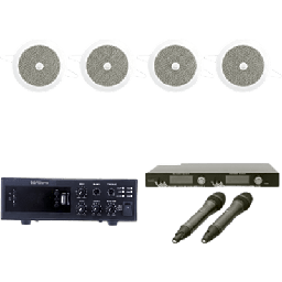 [EPCONFERKITE] KIT Ideal para Salas de Conferencias | Amplificador de 120W EPB120E | 2 Micrófonos Inalámbricos SF521UH | 4 Altavoces de Plafón de 4" SF104GD | EPCONFERKITE