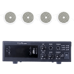 [EPB120E/4CS] KIT de Amplificador de 120W para Escritorio | 4 Altavoces de Plafón de 4" | 3 - 6W | Sistema 70/100V | EPB120E/4CS