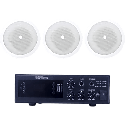 [EPB120E/3CS] KIT de Amplificador de 120W para Escritorio | 3 Altavoces de Plafón de 5" | 3.75 - 30W | Sistema 70/100V | EPB120E/3CS
