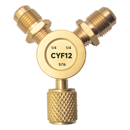 [CYF-12] Conector Y para Refrigeración / 2 Entradas 1/4" Macho Flare / 1 Salida 5/16" Hembra Flare / Recuperación y Evacuación / 0.18 kg | CYF-12