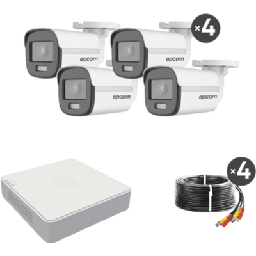 [B8-KIT-CV] Kit TurboHD 1080p Lite / DVR 4 Canales / 4 Cámaras Bala 2 Megapixel ColorVu / Fuente de Poder / Accesorios de instalación | B8-KIT-CV