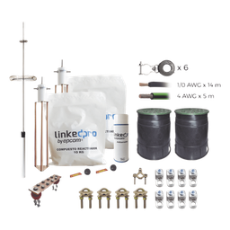 [KLP-TZ09-PRO] Kit de Protección Contra Rayos / Torre 9 m (29.5 ft) / Electrodo de Cobre Electrolítico / Pararrayos de Aluminio con Ionización / Filtro Equipotencial / Compuesto Reactivador | KLP-TZ09-PRO