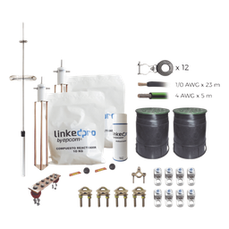 [KLP-TZ18-PRO] Kit Pararrayo con Accesorios de Instalación en Torre / 18 m (59 ft) Altura Máxima / Radio Cobertura 72° / Cable Cobre 1/0 AWG y 4 AWG | KLP-TZ18-PRO