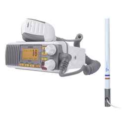 [UM385/KIT5101] Kit de radio marina VHF / 156-163 MHz / Antena 2.4 m (7.9 ft) / 25 W / IPX4 / GPS integrado | UM385/KIT5101