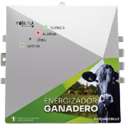 [SYSGAN25KV2] Energizador Ganadero / 10,000 Volts / 0.2 a 5.0 Joules Ajustable / 25 km Lineales / Alimentación 90-260 Vca y 12 Vcd / Panel Solar / NEMA 2 | SYSGAN25KV2