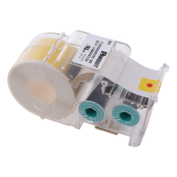 [T100X000VXC-BK] Casete de Etiquetas de Vinilo / Cinta Continua / Negro Sobre Amarillo / 25.4 mm Ancho / 7.6 m Largo (24.93 Pies) / Interior y Exterior | T100X000VXC-BK