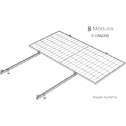 [KITBASEL1X8A0] Sistema de Montaje Solar para Techo Plano / 1 Módulo / Resistencia Viento 140 km/h / Inclinación 15° / Riel 2.14 m / Área 4 m² (43.1 ft²) | KITBASEL1X8A0