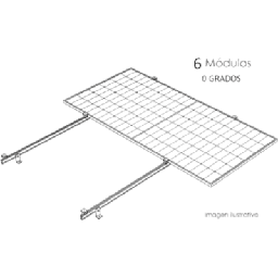 [KITBASEL1X6A0] Sistema de Montaje Solar / Techo Plano / 1 Módulo / Resistencia Viento 140 km/h / Inclinación 15° / Área 4 m² | KITBASEL1X6A0