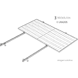 [KITBASEL1X3A0] Sistema de Montaje Solar / Techo Plano Single Row / 1 Módulo / Riel N-S 2.14 m / Resistencia Viento 140 km/h / Inclinación 15° / Área 4 m² (43.1 ft²) | KITBASEL1X3A0