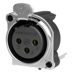 [SCADF3-V] Conector XLR Hembra / 3 Polos / Montaje Vertical PCB / Carcasa Metálica / Pines Chapados en Oro / Diseño Compacto | SCADF3-V