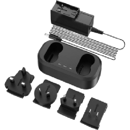 [HM-20322ZC] Cargador de Baterías Dual / Carga Simultánea de 2 Baterías / Entrada AC 100~240 V / Salida DC 20 V / Indicador LED Triple / 4 Adaptadores Internacionales | HM-20322ZC