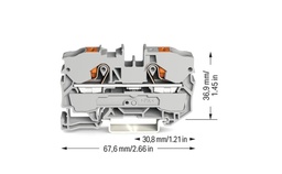 SSMELE 2210-1201 Borna de paso para 2 conductores; con tecla; 10 mm²; con orificio de prueba