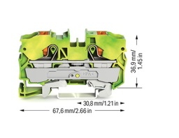 SSMELE 2210-1207 Borna de tierra para 2 conductores; con tecla; 10 mm²; con orificio de prueba;