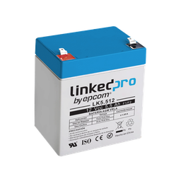 [LK5.512] Batería 12 V / 5.5 Ah / UL / Vida útil promedio 5 años / Tecnología AGM / Para uso en equipo electrónico, Alarmas de Intrusión / Incendio/ Control de acceso / Video Vigilancia / Terminales F1 ( Incluye adaptador F | LK5.512