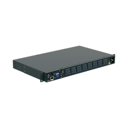 [P08E14M] PDU Switchable y Monitoreable por Toma (MS) para Distribución de Energía, Enchufe de Entrada NEMA 5-15P, Con 8 Salidas 5-20R, Horizontal 19in, 120 Vca, 15 Amp, 1UR | P08E14M