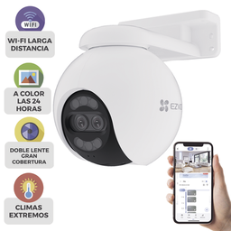 [CS-H80X] Cámara PT / Wi-Fi / Lente Dual / Panorámica 360° / Resolución 4K / Visión Nocturna ColorFULL  / IA Detección de Humanos y Vehiculos / Alarma con Sirena y Luz / IP65 | CS-H80X