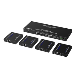[TT-824N] Kit Divisor y Extensor HDMI | 1x4 | Hasta 70 m |Resolución 4K @ 60 Hz |  Cat 6/6a/7 | IPCOLOR | CERO LATENCIA | Puerto S/PDIF | EDID | RS232 | Salida Loop / PoC | TT-824N
