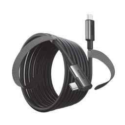 [90629] Cable USB-C a USB-C (Cable Link) | 5 metros (16 pies) |  Transferencia de Alta Velocidad | Carga Rápida | Un Extremo Angulado | Caja de Aluminio | Nylon Trenzado. | 90629