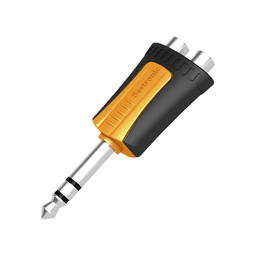 [MP3-2RF] Conector Estéreo |  1/4in - 2 x RCA hembra | Adaptador de Carcasa de Plastico | | MP3-2RF