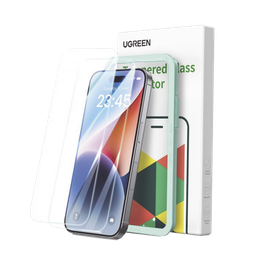 [45974] Protector de pantalla UGREEN HD con marco de instalación para iPhone 16 Pro Max (paquete de 2) | 45974