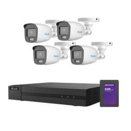 [HL-1080-CV/A/1TB] Kit TurboHD 1080p + SSD 1 TB / DVR 4 Canales / 4 Cámaras Bala ColorVu con Micrófono Integrado / Fuente de Poder / Accesorios de Instalación | HL-1080-CV/A/1TB