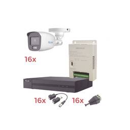 [HL1080PL/16BCA] Kit TurboHD 1080p Lite / DVR 16 Canales / 16 Cámaras Bala Exterior ( 2.8mm) con ColorVu + Micrófono Integado / Transceptores / Conectores / Fuente de Poder Profesional | HL1080PL/16BCA