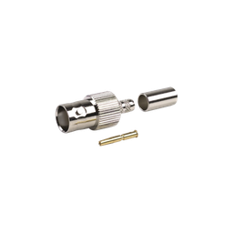 [RFB-1124-1X] Conector BNC Hembra de Anillo para Cables RG-8/X, LMR-240, 9258, Níquel/ Oro/ Delrin. | RFB-1124-1X