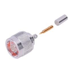 [RFN-1005-3C1] Conector Coaxial N Macho de Anillo Plegable para Cable RG-142/U, Plata/ Oro/ Teflón. | RFN-1005-3C1
