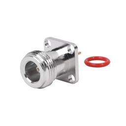[RFN-1021-5] Conector N Hembra de Montaje de Panel con 4 perforaciones a 12.7 mm, soldable. | RFN-1021-5