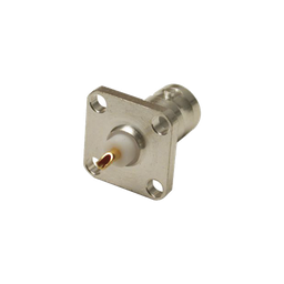 [RFB-1115-S] Conector BNC Hembra para Chasis, 4 Perforaciones con 12.7 mm, Plata/ Oro/ Teflón. | RFB-1115-S