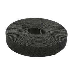[PST-C05-001-BK] Cinta de Contacto Autoadherente Color Negro / 1.6 cm x 25 metros / Espalda con Espalda (Gancho y Bucle) | PST-C05-001-BK