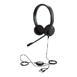 [EVOLVE20-DUO-MS-USB-C/A] Jabra Evolve 20 DUO con Conexión USB C/A, Micrófono con Cancelación de Ruido de Ultima Generación, Configuración Plug and Play (4999-823-169) | EVOLVE20-DUO-MS-USB-C/A